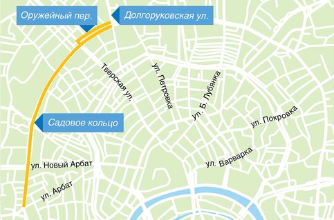 Карта внутри садового кольца с улицами москвы