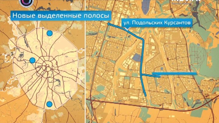 Карта выделенных полос для общественного транспорта в москве