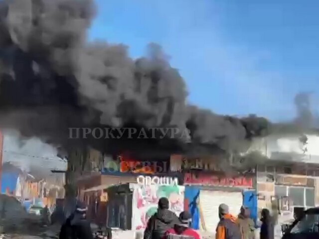 Пожар в ангаре на территории строительного рынка в ТиНАО потушили