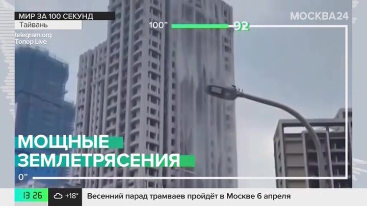 Новости мира: землетрясение магнитудой 7,7 произошло на Тайване