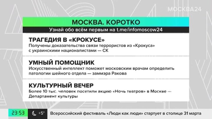 Новости часа: СК получил доказательства связи террористов из «Крокуса» с Украиной