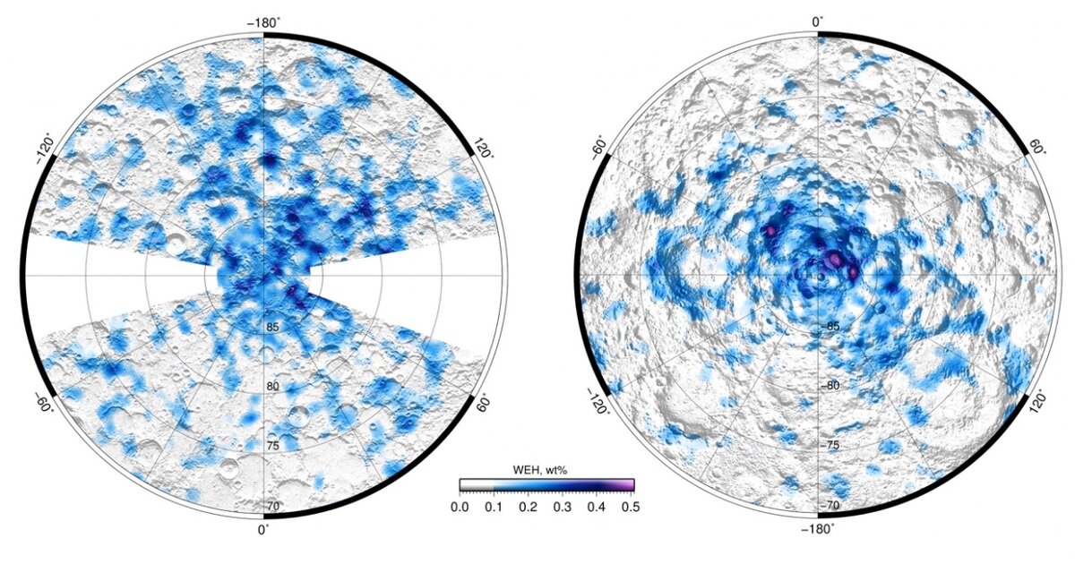 Вода на луне. Карта распределения льда на Луне. Карта Луны с водой. Водяной лед на Луне.