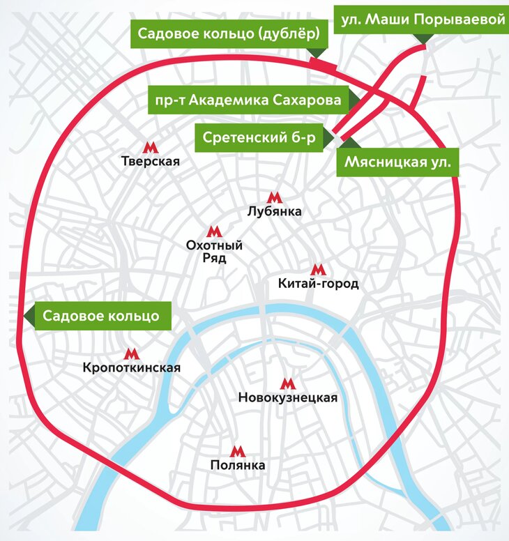 Схема ограничения движения в москве