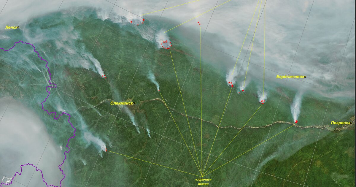 Космическая карта лесных пожаров fires ru