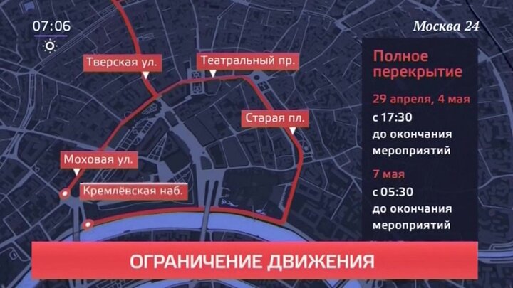 Что сегодня перекроют в москве карта