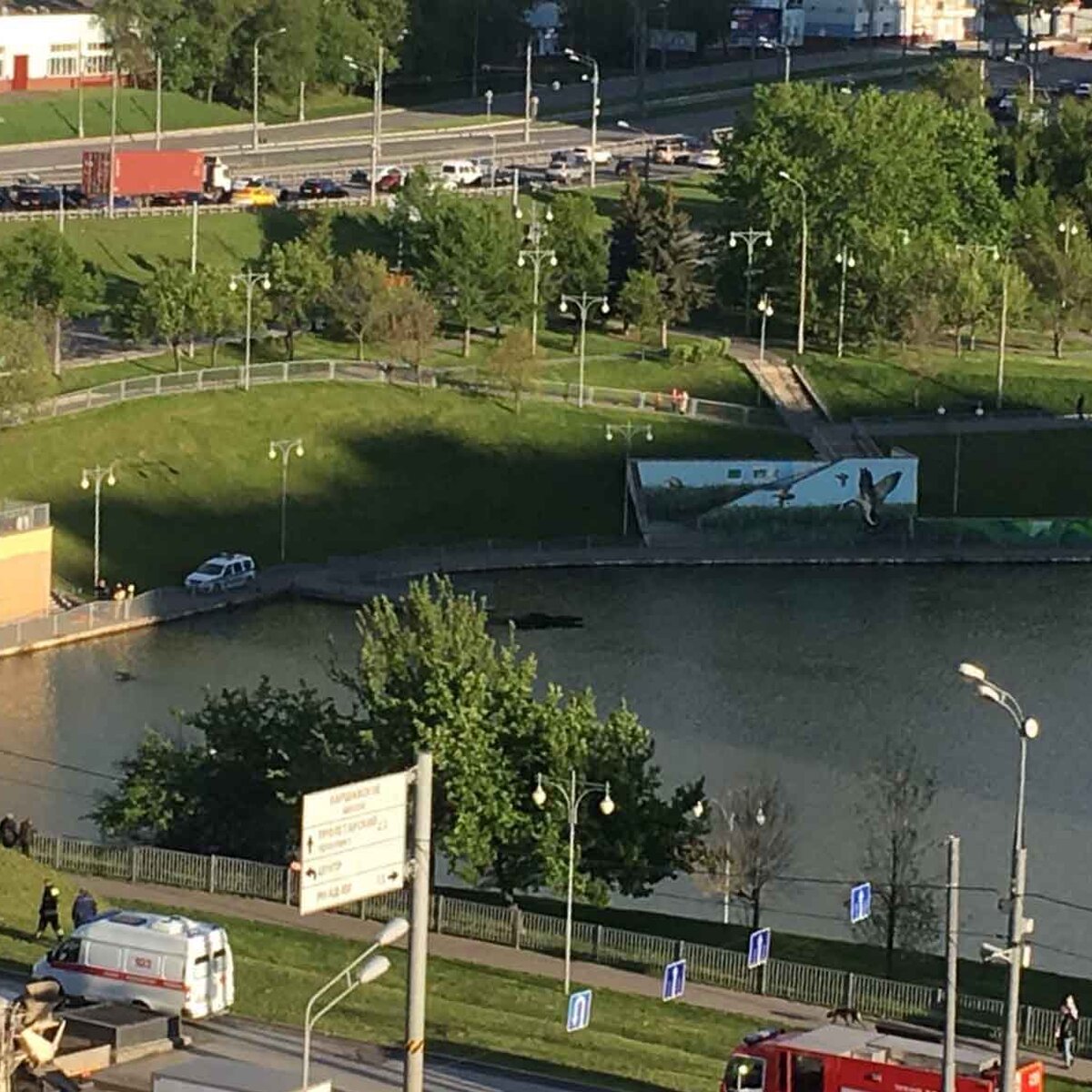 Автомобиль упал в Малый Чертановский пруд – Москва 24, 15.05.2020