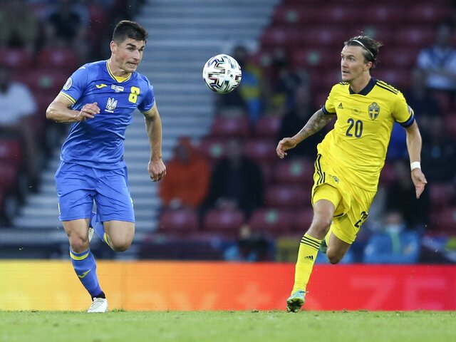 Сборная Украины в дополнительное время обыграла Швецию в матче 1/8 финала Евро-2020