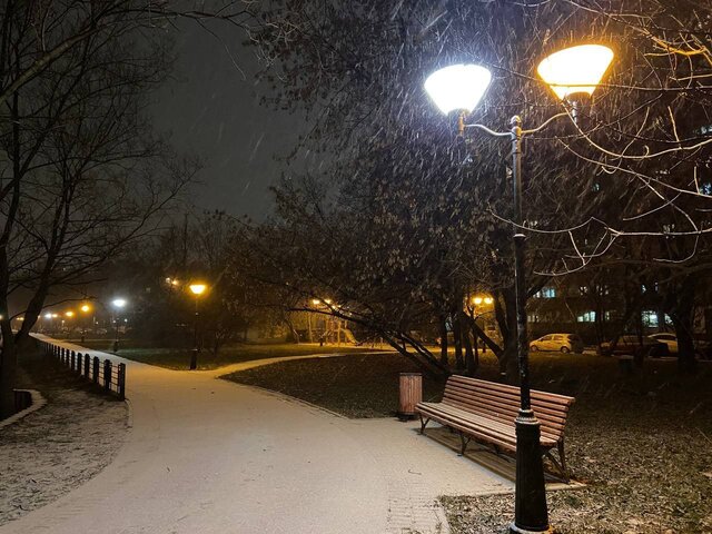 Первая снежная метель прошла в некоторых районах Москвы