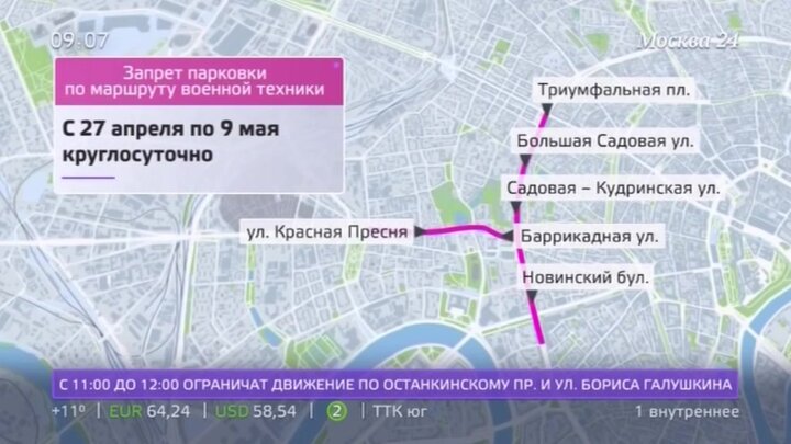 Схема прохода парада в москве